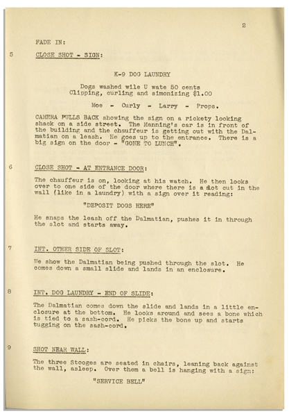 Moe Howard's Personally Owned Script for The Three Stooges 1938 Film ''Mutts to You''